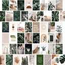 Jiovbiol Botanical Photo Collage Kit for Wall Aesthetic Pictures 50 Set 4x6 Inch,Vintage Wall Decor,Bedroom Decor for Teen Girls,Fresh And Nature Wall Art (Dark green series)