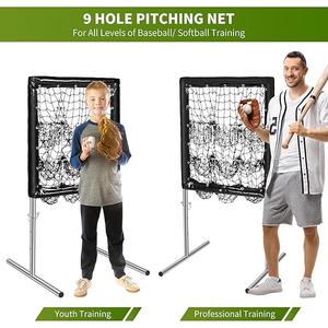 Pitching Net, 9 Hole Pitching Net With Strike Zone Baseball Softball Pitching Target Adjustable Training Equipment For Hitting Pitching
