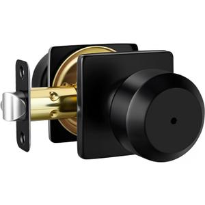 Goldenwarm Matte Black Door Knobs Interior, Bedroom Door Knob Bathroom, Interior Door Knobs Privacy Modern Door Knob 1 Pack