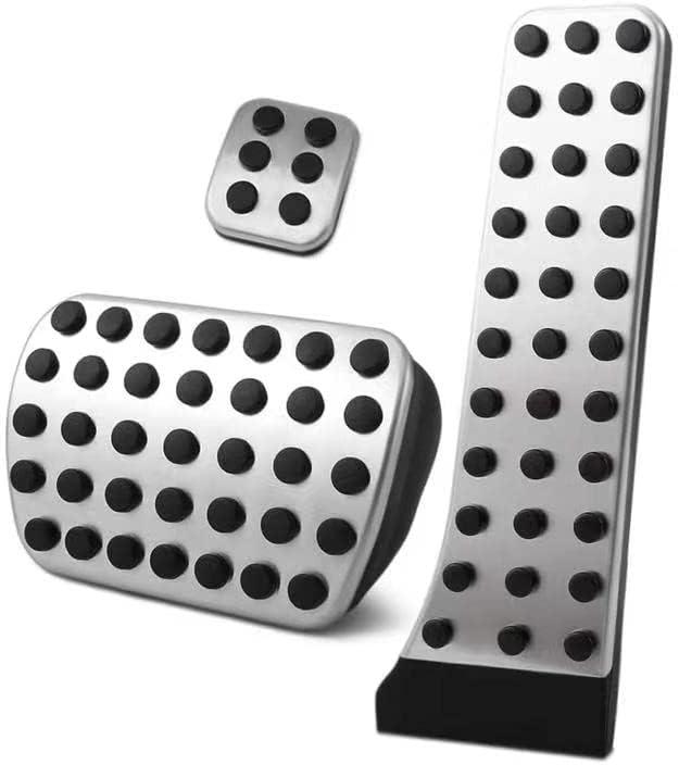 Gas Brake Pedal Cover Non Slip Non Drilled Aluminum Compatible with Mercedes-Benz C E S GLC GLE GLK SLK CLS SL Class W204 W205 W213 X253 W218 W167 Brake Foot Pedals (Silver 3 Pcs)