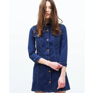 Zara  Premium Denim Jean Jacket Shirt Dress Size S