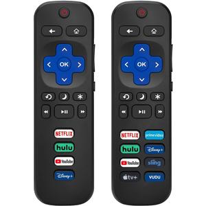 2 Pack Replacement Remote Control for Roku TV, Compatible for Hisense/TCL/Philips/Onn/Insignia Roku Smart TVs (Not for Stick and Box or Speaker)