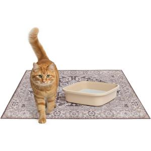 Lovewag Cat Litter Mat 2 Pack - Large 36x48 Machine Washable Easy Clean Non-Slip Waterproof Trapping Mats for Cats - Caramel Brown