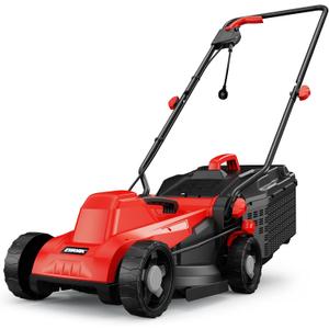 EWORK Corded Electric Lawn Mower 14-Inch, 11Amp Electric Push Mower with 30L Collection Bag, 4-Height Adjustment, Lightweight Lawnmower for Garden, Yard