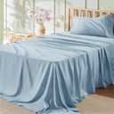 Bedsure Twin Sheets Set - 3 Pieces Soft Twin Bed Sheets - Breathable & Cooling - Hotel Luxury - Easy Care Polyester Microfiber Bedding for Women, Men, Light Blue
