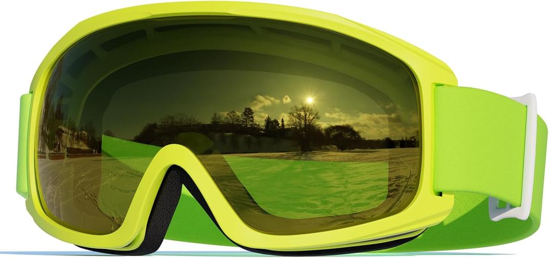 Ski Goggles for Kids  Boys Girls Youth Snowboard Snow, Snowboarding Skiing Goggles Kids 10-12 (Yellow)
