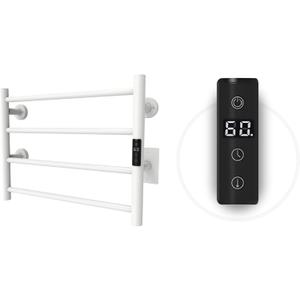 Odass | Towel Warmer | Built-in Timer with Led Indicators | Timer Modes: 1 H to 8 H, ON/Off | Temperature 30 to 60 °C (86 to 140 °F) | Wall Mounted | 4 Bars | Matt White