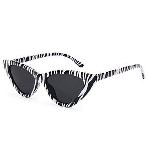 livho Retro Vintage Narrow Cat Eye Sunglasses for Women Clout Goggles Plastic Frame (Zebra Pattern)