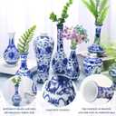 Hushee Set of 8 Small Blue and White Chinoiserie Vase Vintage Blue Ceramic Flower Vase Chinoiserie Decor for Home Table Decor Centerpieces Living Room Bookshelf(Vintage)