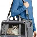 Pet Carrier for Medium-Small Cats, Collapsible Cat Carrier and Soft-Sided Pet Carrier for Cats and Small Dog Up to 17lbs, Stress-Free Travel with Privacy Cover, Travel Bag L18.9X11.42X11.42
