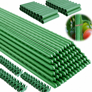 Garden Stakes 16 Inch , Diy 4ft 5ft 6ft 7ft 8ft Tomato Stakes Plastic Coated Metal Plant Sticks Stakes Supports with Connectors and Rotatable Clips for Indoor Outdoor Plants Vegetable