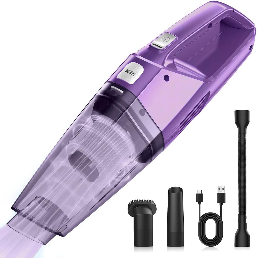 Handheld Vacuum Cordless – Car Vac Portable with 8KPA & Multi Accessories & Low Noise, Lightweight Hand Held Vacuum Cordless Rechargeable for Car/ Home/ Dust/ Pet Hair, Mine Portable Vacuum