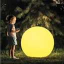 20-in LED Glowing Ball Light, Large Rechargeable LED Globe Orb Light w/Remote, Dimmable RGB Color Changing Globe Floor Lamp, Indoor/Outdoor Waterproof Mood Lamp for Home Garden Patio Lawn Party Decor