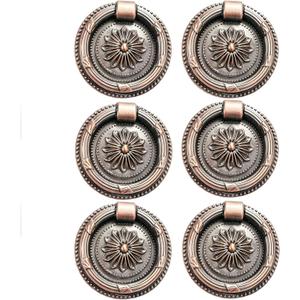 6PCS Drop Ring Handles Dresser Ring Pull Brass Oil-Rubbed Bronze Cabinet Cupboard Pulls Drawer Ring Handle Knobs (Copper, 2.1in/55mm)