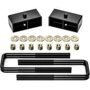 FLYCLE 2 inch Rear Lift Blocks for Chevy Silverado 1500 Sierra 1500, 2" Rear Leveling Kit Extended Square U-Bolts Compatible with 1999-2024 Silverado 1500 Sierra 1500