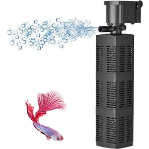 480 GPH Submersible Aquarium Internal Filter Pump for (50 to 160 Gallon) Fish Tank and Pond with Chemical, Physical, and Biological Filtration