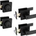 goldenwarm Exterior Door Lock Set Front Door Lock Set, Heavy Duty Matte Black Front Door Handle and Deadbolt Set (2 Pack)
