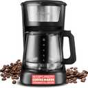 Gourmia 12 Cup One-Touch Coffee Maker Pause and Serve with Automatic Keep Warm, Easy View Water Window, Compact Design, Stainless Steel Accents, Black
