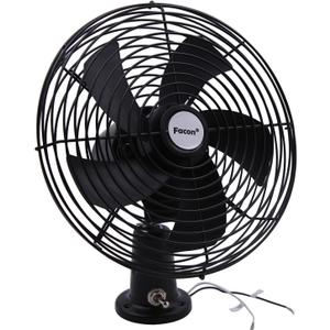 Facon 12V RV Cooling Fan with 2 Speed Switch, Dia: 8-3/ 4’’, Heavy Duty Black Metal Car Fan, for Auto Truck, RV, Camper, Trailer, Car, Buses and Boats