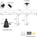 3 Plug-in Pendant Lights Kit - Hemp Rope Cord with Switch, 22 Ft Length, DIY Farmhouse Hanging Lighting Fixture