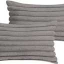 12x20 Throw Pillow Covers Set of 2, Decorative Faux Fur Covers for Bed, Couch Soft Fluffy Pillow Cover with Velvet Back for Living Room, Neutral Home Dcor Accent for Sofa - Dark Gray