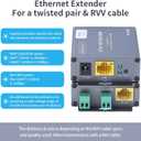 Ethernet Range Extender Repeater Kit, Ethernet LAN Range Extension Distance 6560FT 2000m Over Cat5e/6/6e RJ45 Network Cable - 3280FT 1000m Over Twisted Pair Cable UTP IP Extender Adapter