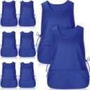Suhine 8 Pcs Cobbler Smock Apron with 2 Deep Pockets and Side Ties Unisex Apron for work kitchen (Bright Blue)