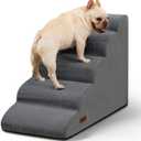 5-Step Dog Stairs and Ramp for High Bed, Non-Slip Sturdy Pet Steps for Small Dogs and Cats,22.2" H, Grey