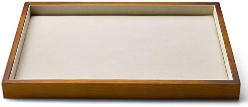 Oirlv Wood Flat Jewelry Tray Stackable Jewelry Drawer Organizer Showcase Jewelry Holder (Creamy-white flat tray)