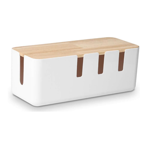 Cable Management Box Wood Lid, Wire Organizer for Desk TV Computer USB Hub System to Cover and Hide & Power Strips & Cords