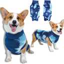Breathable Dog Recovery Suit for Male/Female, Tie Dye Blue Dog Onesie for Abdominal Wounds, Cone E-Collar Alternative After Surgery to Anti-Licking, Professional Surgery Suit for Dogs, XX-Small 