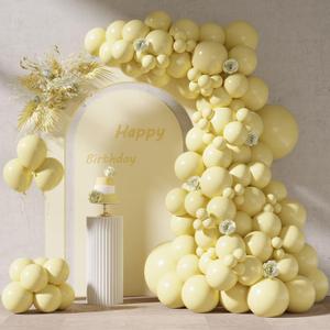 RUBFAC 87pcs Pastel Yellow Balloons Different Sizes 18 12 10 5 Inches for Garland Arch, Premium Yellow Latex Balloons for Birthday Party Wedding Baby Shower Bridal Shower Decorations