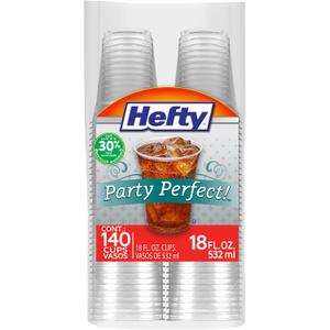 Hefty Party Perfect Clear Plastic Cups, 18 Ounce, 140 Count