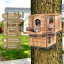 Wooden Squirrel House for Outside, Carbonizedpine Wood Outdoor Chipmunk House with Predator Guard & Easy-Clean Front Door, Large Weatherproof Squirrel Nesting Box for Tree Winter Squirrel Shelter