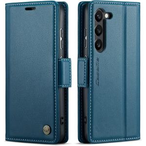 QLTYPRI Wallet Case for Samsung Galaxy S26, Premium PU Leather Magnetic Flip Folio Case with RFID Blocking Credit Card Slots Kickstand Shockproof Protective Phone Cover - Blue