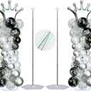 SINBEE Balloon Arch Stand, Balloon Arch Kit of 2, 7 Feet Height Adjustable Metal Balloon Column Stand for Party Decorations Wedding Birthday, Graduation Party Decoration, Baby Shower, Silver (Silver 2pcs)