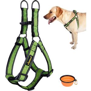 No Pull Dog Harness with Reflective Adjustable,Stops Pets from Pulling and Choking On Walks for  Dogs, (Green, L)