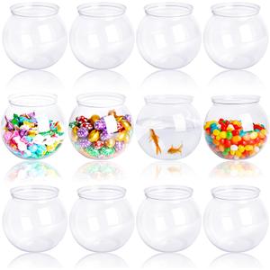 12 Pack 26 oz Plastic Fish Bowls Mini Clear Fish Bowls Small Round Fishbowl Aquarium Bulk for Centerpieces Home Decor Party Favors