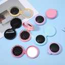 30 Pcs Foldable Travel Hair Brushes with Mirror, Round Compact Travel Hair Brush, Compact Travels Size Massage Comb for Men and Women, 6 Colors