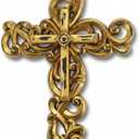 Comfy Hour 12" Ornate Wall Hanging Cross, Gold Antique Style Religious Decoration, Artisan Finished Hollow Out Resin Plaque for Home Office Sanctuary, Traditional Wall Art, 1 Piece