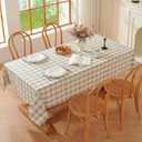 Checkered Tablecloth Rectangle Washable Buffalo Plaid Table Cloth Cotton Linen Gingham Table Cover for Picnic Kitchen Dining Room, Beige and White, 55 * 70, Beige