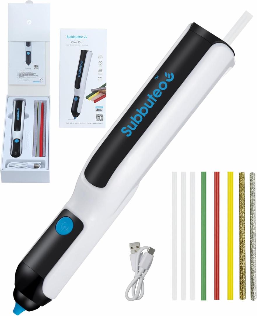Subbuteo Cordless Hot Glue Gun,Anti-scalding for children,6s Heating Fast, USB Rechargeable Melt Glue Gun, Perfect for Crafts, DIY Arts, Quick Home Repairs