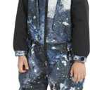 Kids Girls Boys One Piece Snowsuits Colorful Ski Suits Jumpsuits High Collar Hood Zipper Waterproof Jackets Winter (3T, Black Paint)