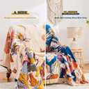 Boho Throw Blanket, 100% Cotton Ultra Soft Luxury Throw Rustic Quilt, 50"x60" Floral Bird Butterfly Farmhouse Decor Bed Blankets, All Season Rustic Reversible Bohemian Throw for Bed - Yellow