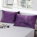 Fredsure Distressed Velvet Pillowcase Pair, 20"x30" Purple