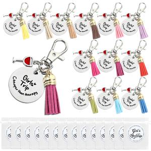 Sureio 12 Sets Girls Trip Gifts Favors Keychains Girls Weekend Favors for Women Travel Gift Key Ring Charm for Bestie Friends Sisters Friendship Cruise Vacation Bachelorette Party Supplies