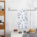 Giosve Blue Coastal Beach Kitchen Towels, Ocean Beach Hand Towels for Bathroom, Seahorse Seashell Decor Dish Tea Towels for Kitchen, Ocean Coastal Bathroom Decor, 16x24 Inch