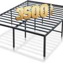 18 inch Metal Platform Bed Frame Queen, 3500 lbs Heavy Duty Steel Slats Bedframe with Storage Space, No Box Spring Needed, Noise Free