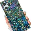 KERZZIL Elegent Pearl Abalone Pattern Compatible with iPhone Case, Slim Soft Rectangle Edge TPU Silicone Protective Bumper Cases Cover(Black Pearl,17 Pro Max)