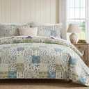 Cozaline Blue Floral Duvet Cover Set Full Size 100% Cotton Botanical Patchwork Vintage Bedding Quilt Cover All Season 3 Pieces Soft Lightweight Comforter Cover